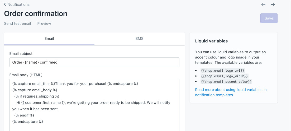 Shopify order Confirmation Email Template Editing Templates Notifications Shopify Help Center