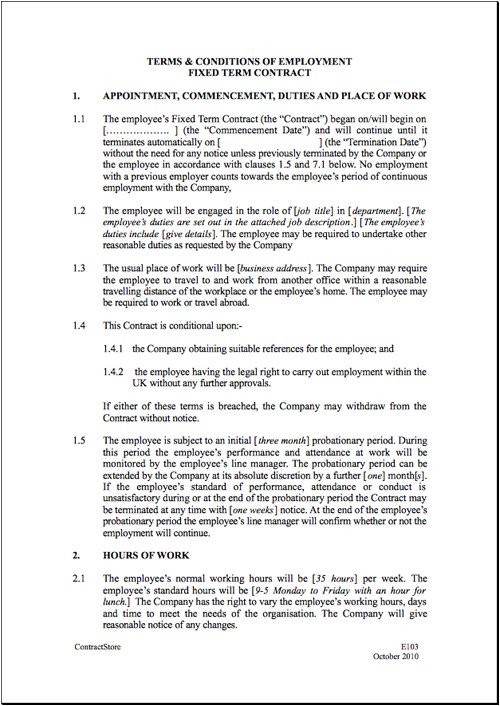 Short Term Employment Contract Template Fixed Short Term Employment Contract Template