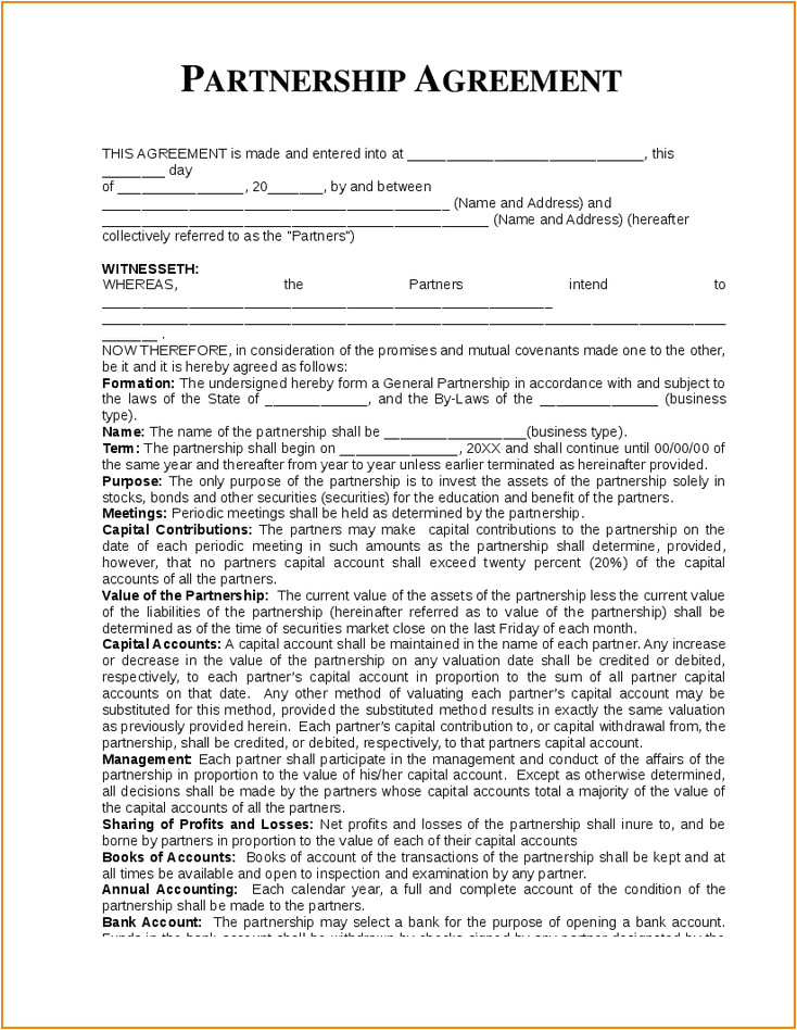 silent partnership agreement template best silent partner contract template choice image template na i6726
