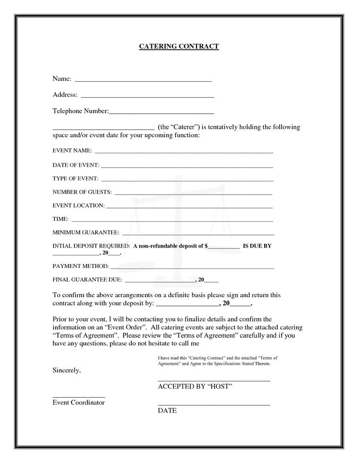Simple Catering Contract Template 1 Simple Catering Contract Template 25 Best Ideas About Catering events On Pinterest
