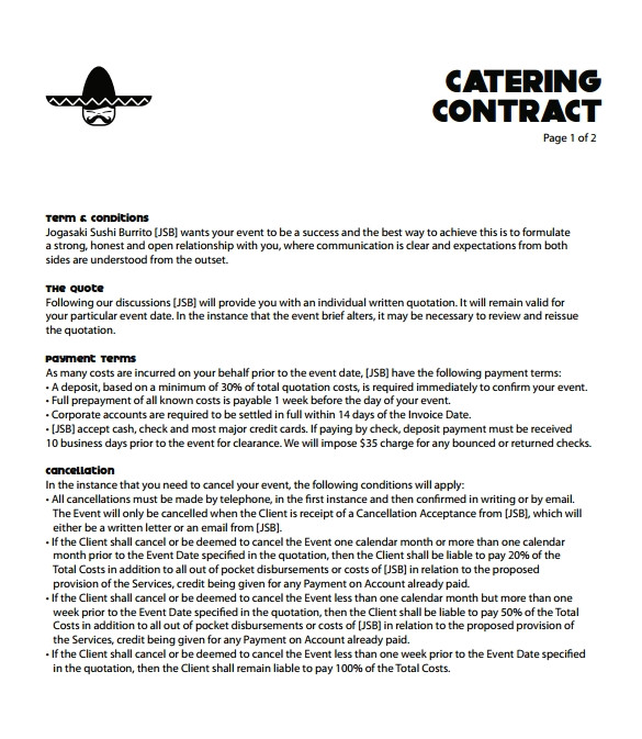 catering contract template