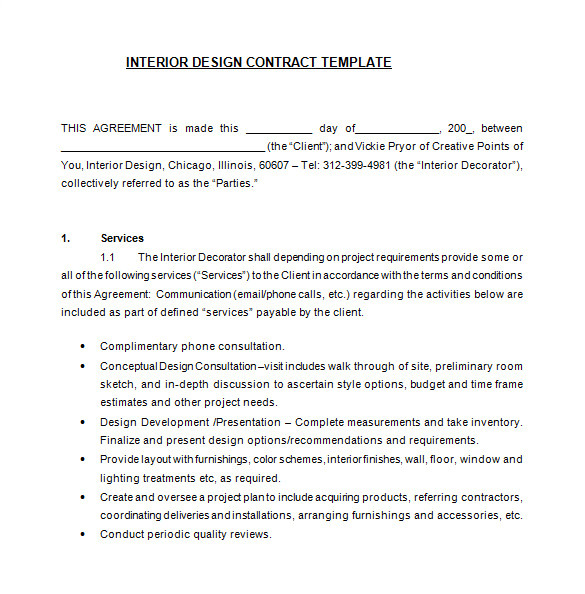 Simple Interior Design Contract Template 7 Interior Designer Contract Templates Word Pages Pdf