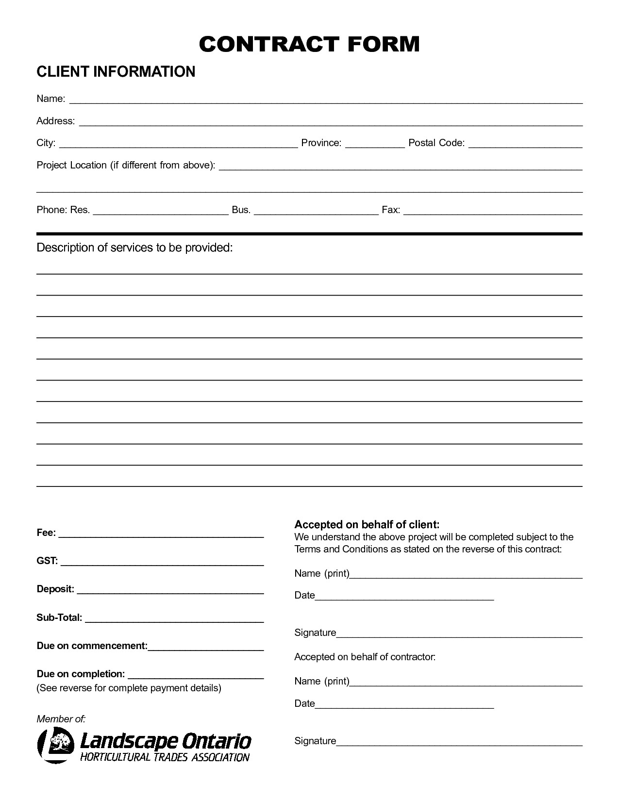 Simple Landscaping Contract Template 77586418 Png Contract forms Free Real State Pinterest