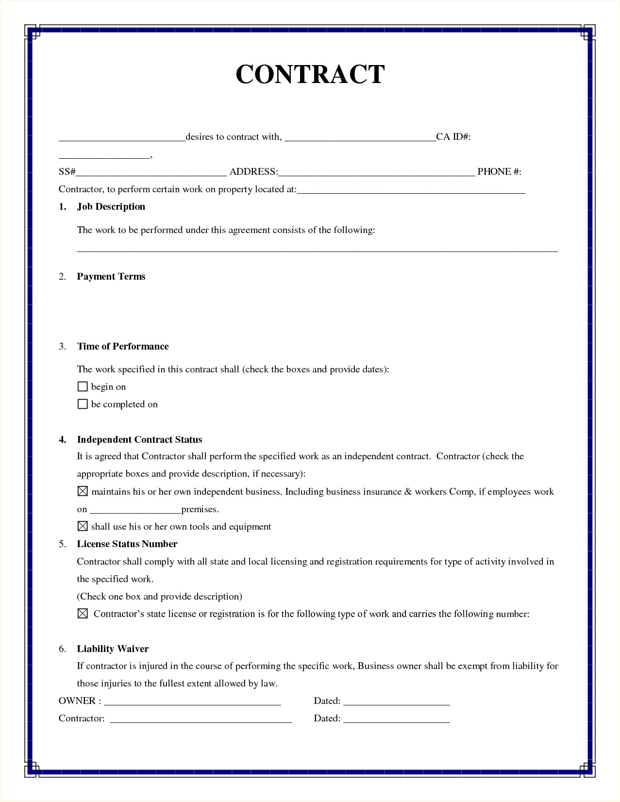 Simple Works Contract Template Simple Contract Agreement Business Mentor
