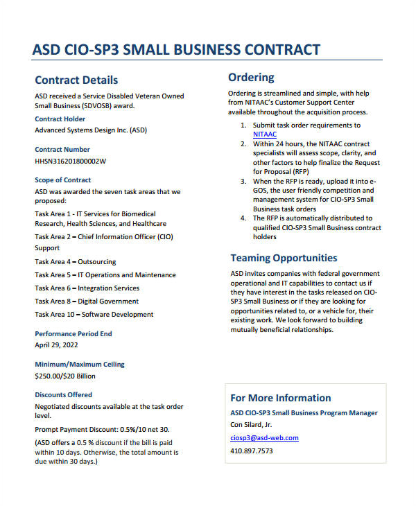 small business contract template