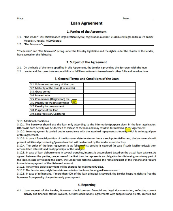 business loan agreement