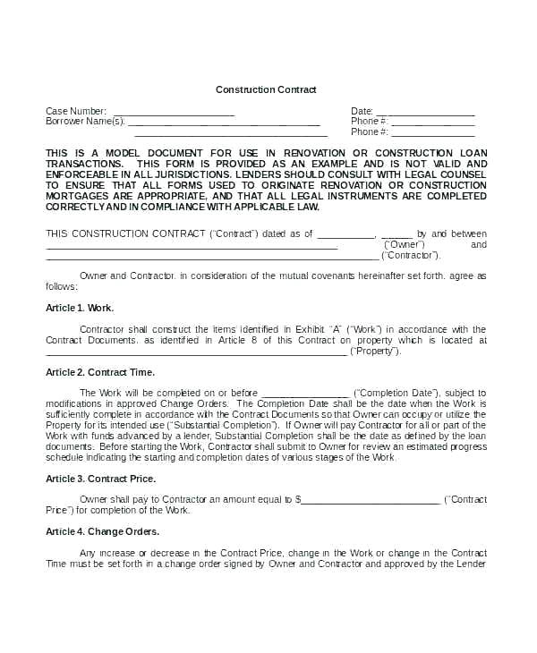 small works contract template