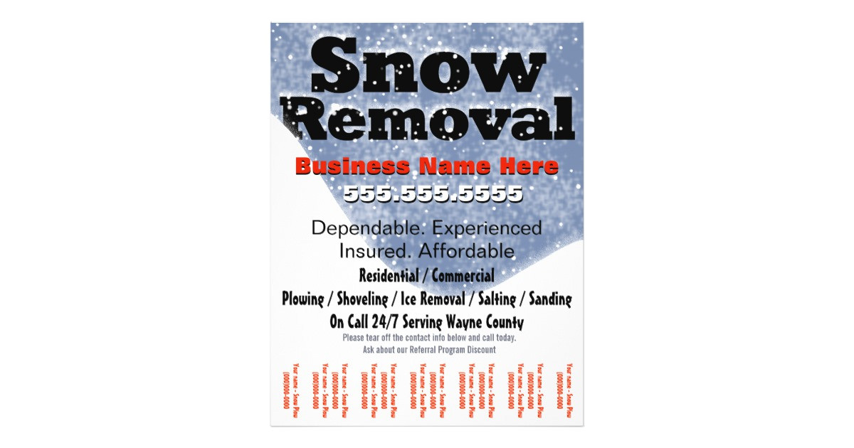 snow removal plowing tear sheet template flyer design 244281697170192524