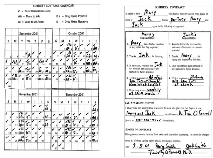Sobriety Contract Template Behavioural Couples therapy