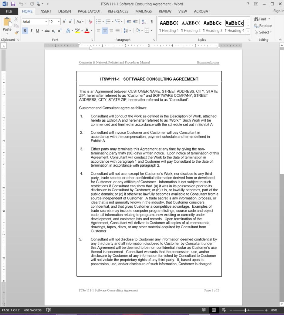 software consulting agreement template