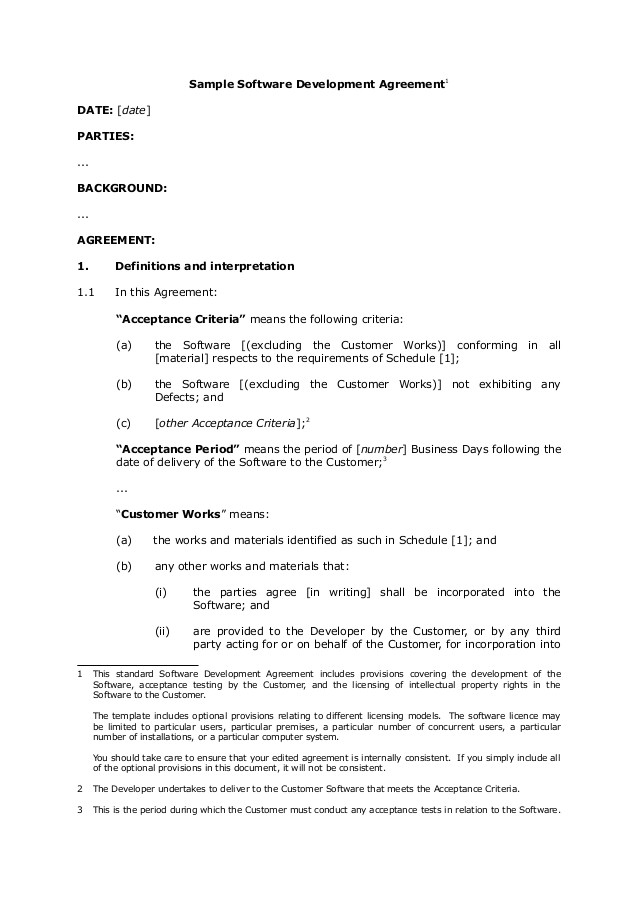 Software Developer Employment Contract Template 1 Software Developer Employment Contract Template Sample software Development Agreement 1