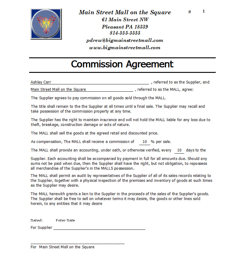 commission agreement templates