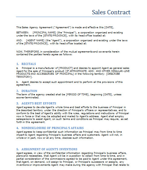 sales contract sample