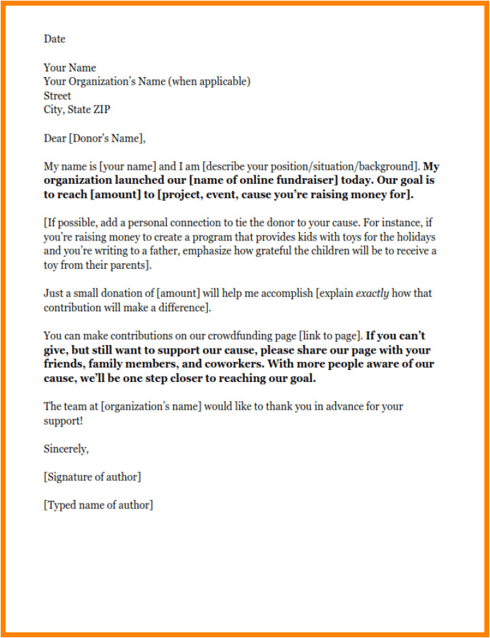 8 donor solicitation letter