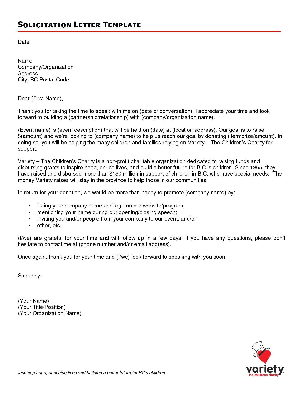 business solicitation letter template