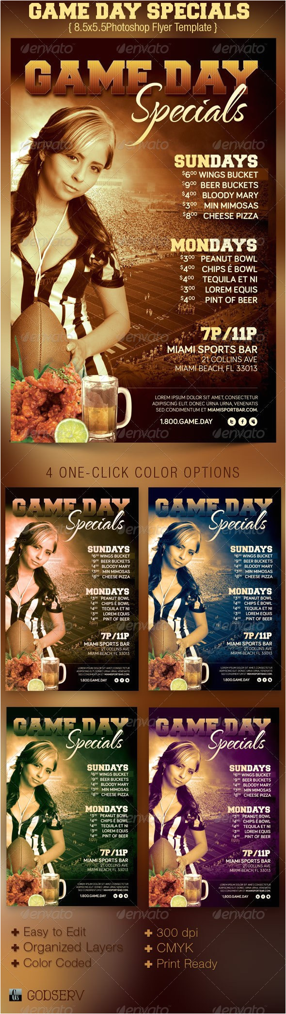 game day specials flyer template