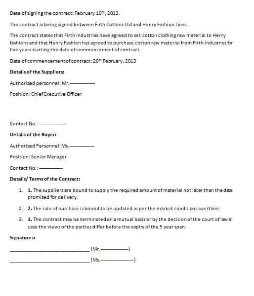 commercial contract template