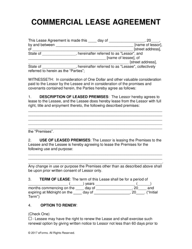 commerical lease agreement