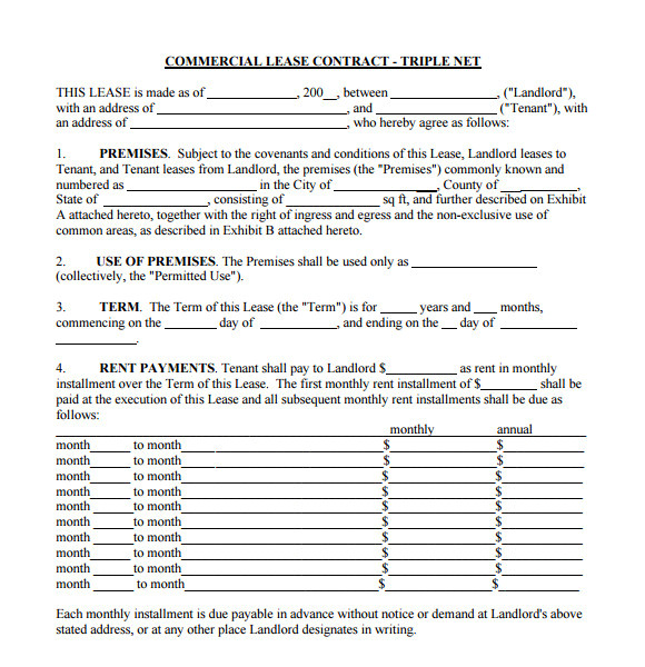 sample commercial lease agreement