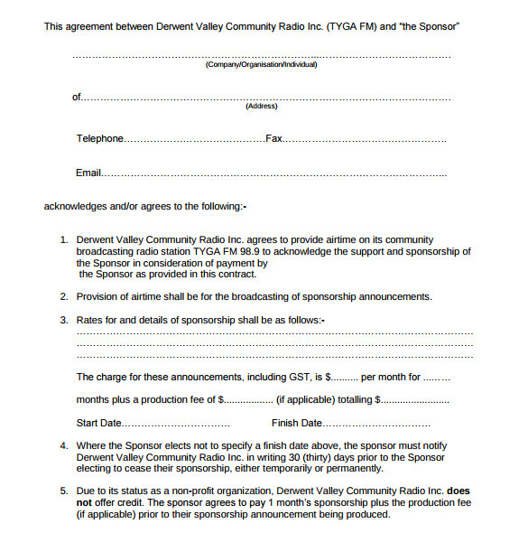 sponsorship contract template