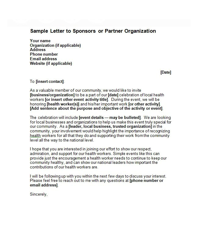 sponsorship letter proposal templates