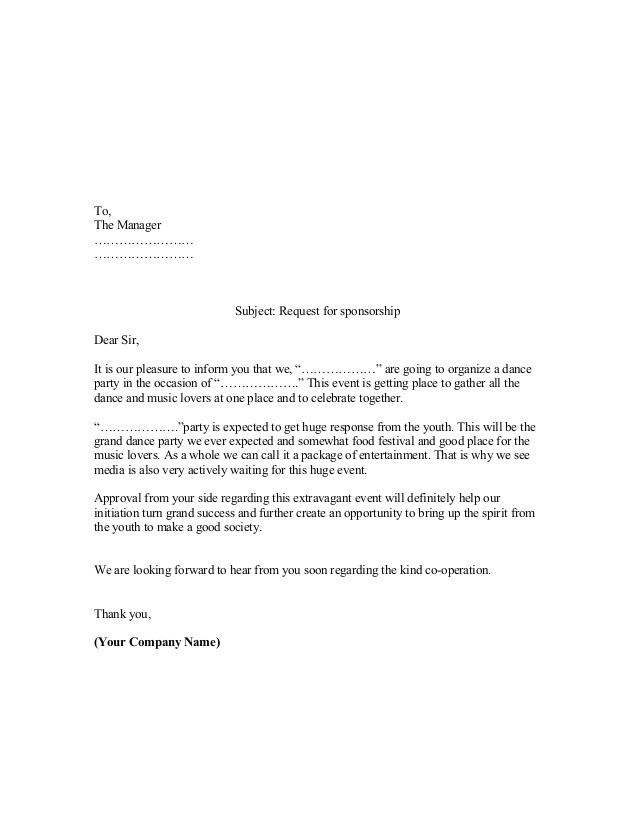 proposal sample of sponsorship letter