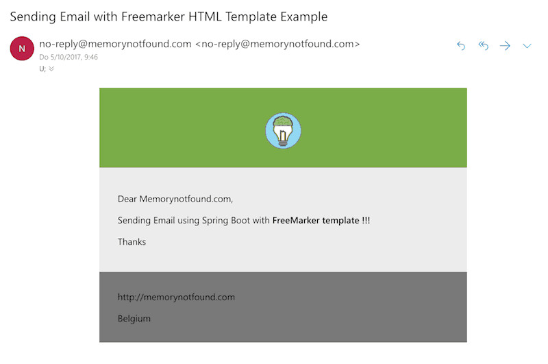 Spring Freemarker Email Template Example Spring Mail Sending Email with Freemarker HTML Template