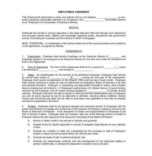 sample employment agreement
