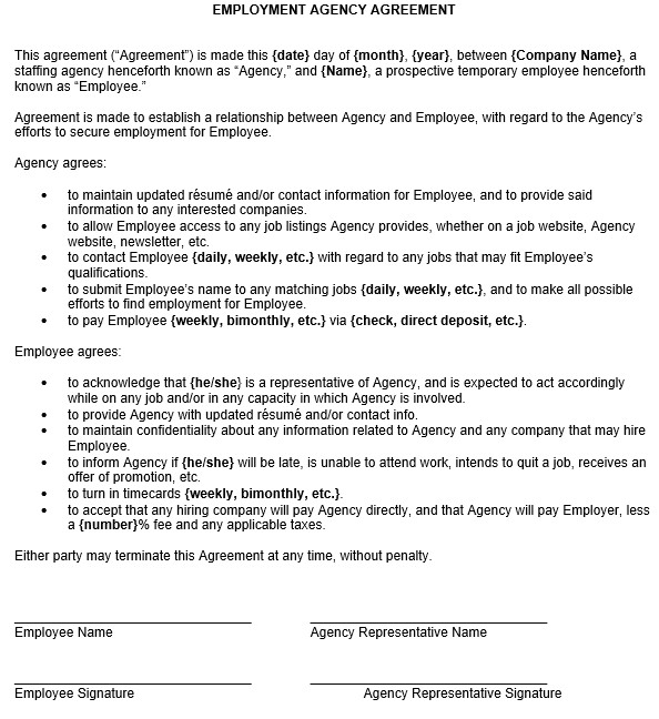 employment agency agreement