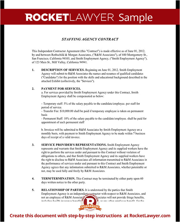 Staffing Agency Contract Template Staffing Agency Agreement Staffing Agency Contract