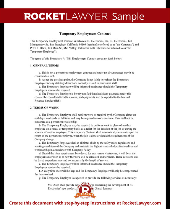 temporary employment contract rl