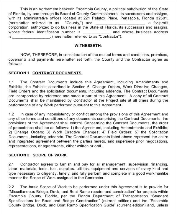 Standard Construction Contract Template Construction Contract Template 12 Word Pdf Apple