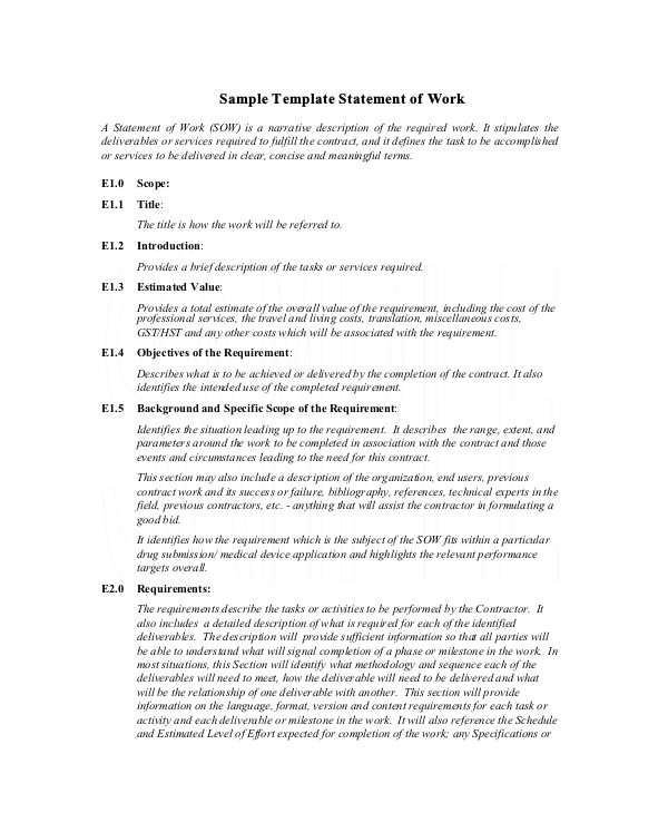 statement of work template