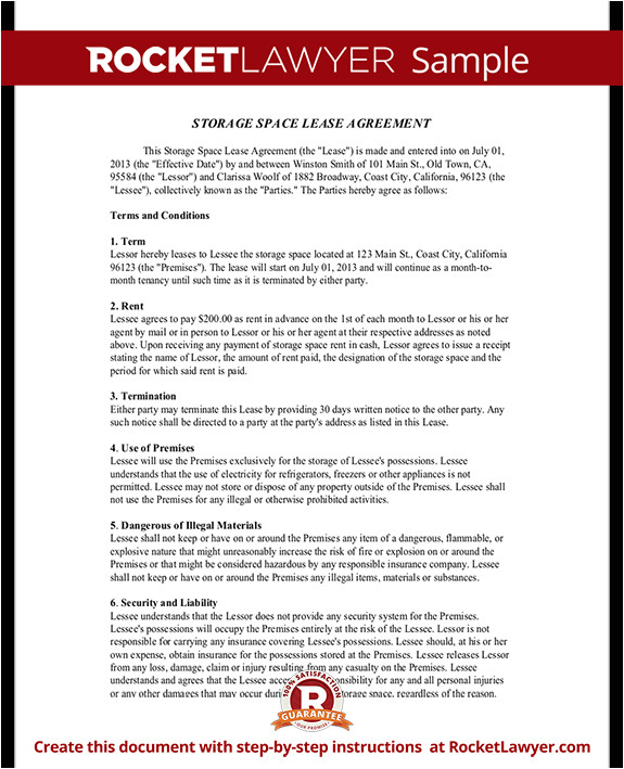 storage space lease agreement rl