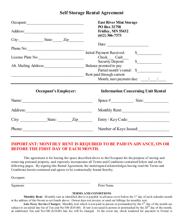 sample rental agreement forms