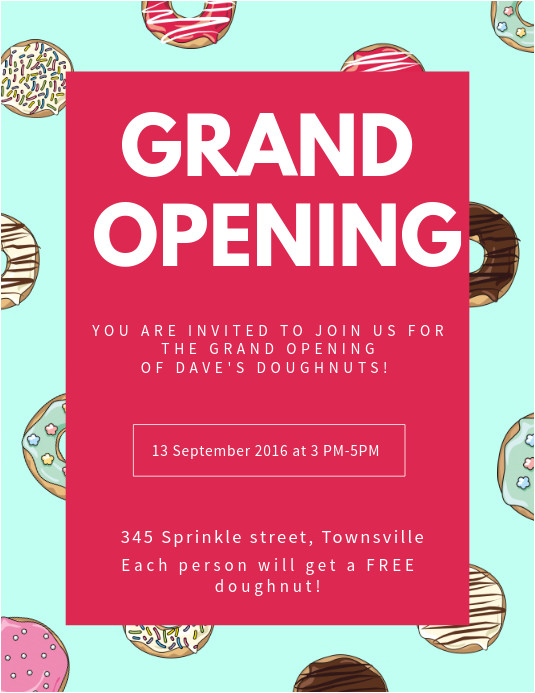 sweets shop grand opening flyer template