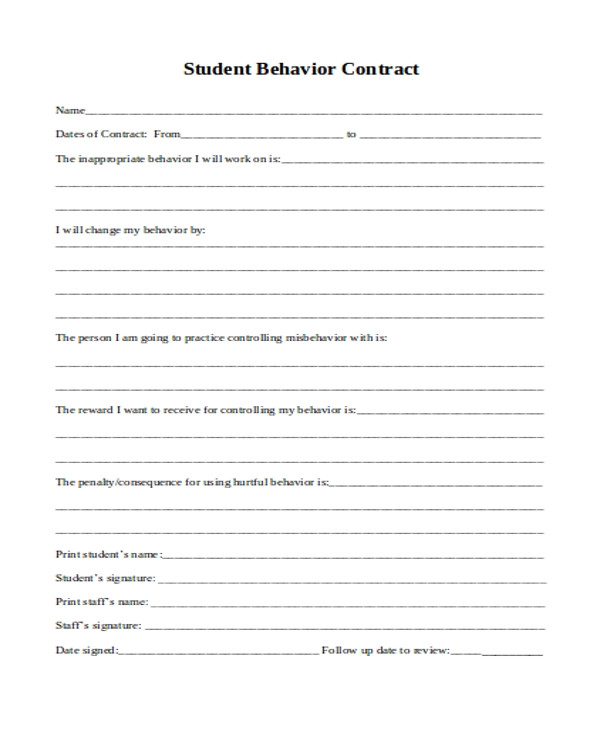 student contract template