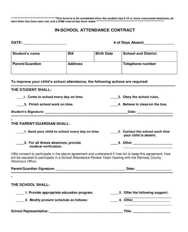 student attendance contract