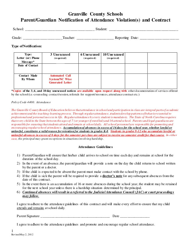 attendance contract