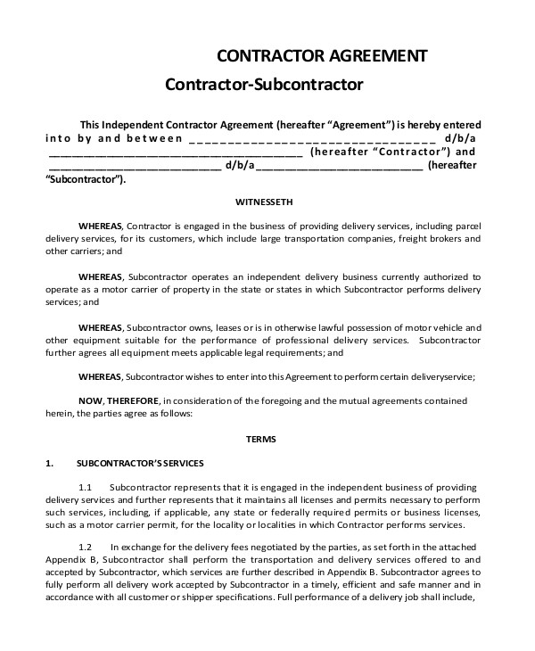 subcontractor agreements