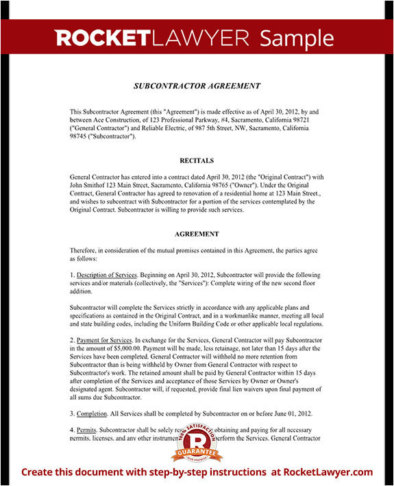 subcontractor agreement rl