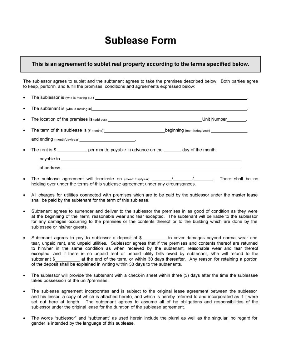 sublease agreement