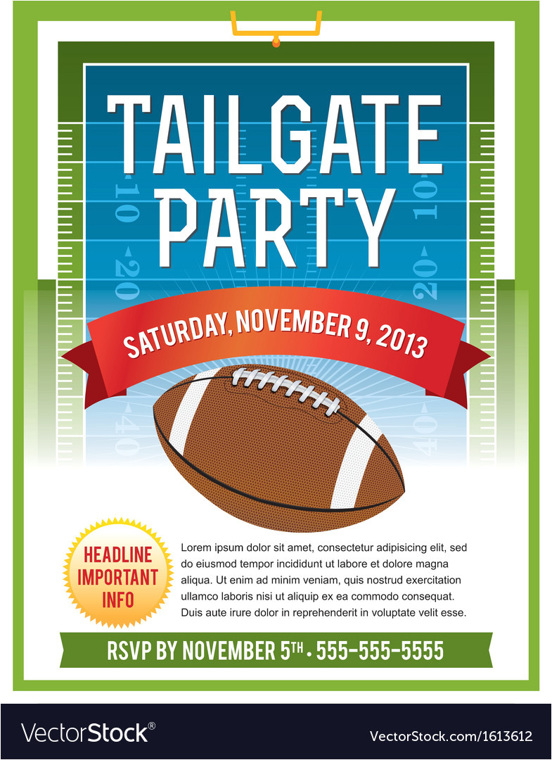 american football tailgate party flyer vector 1613612