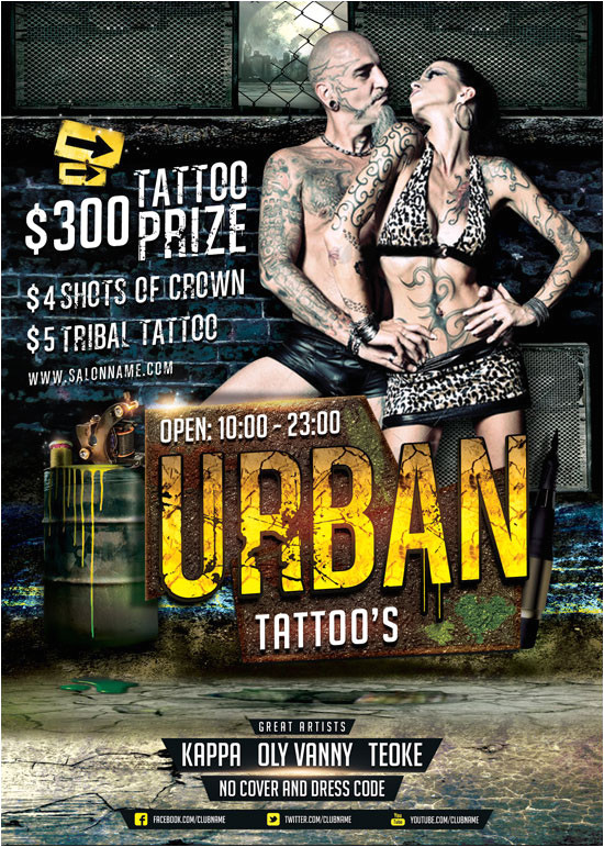 urban tattoo flyer template