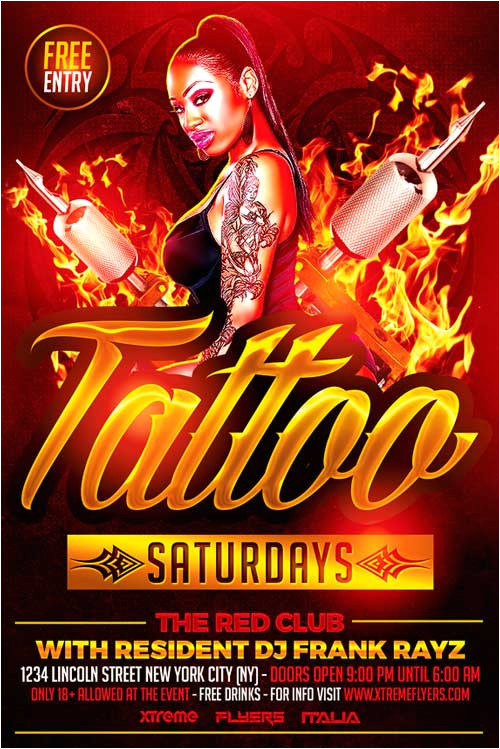 Tattoo Party Flyer Template Free Tattoo Party Flyer Template Psd Download now Xtremeflyers