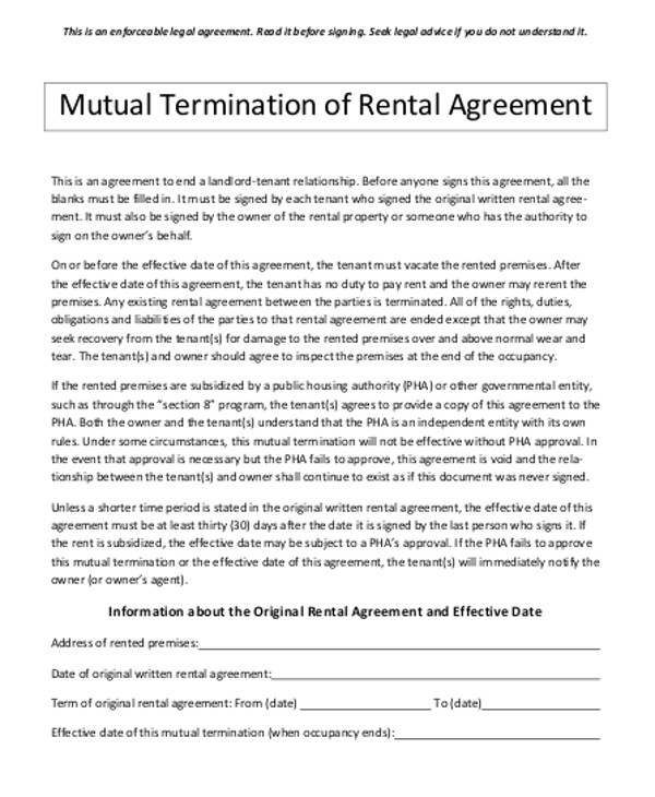 contract termination agreement