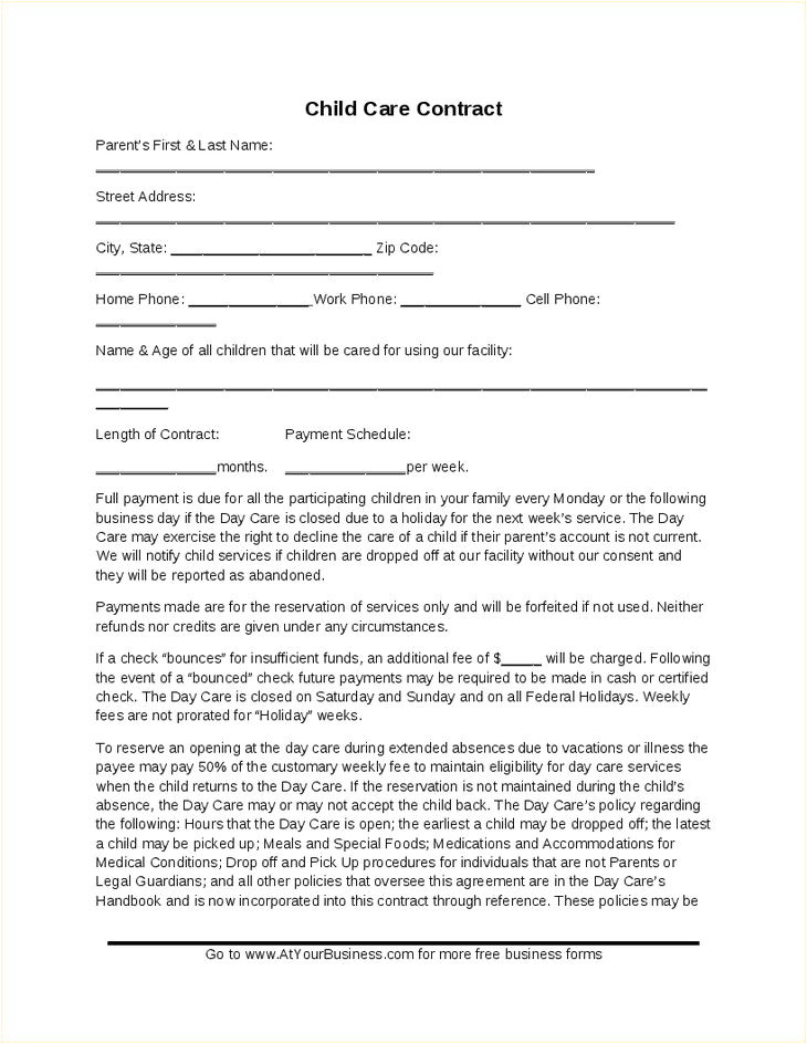 Template for Child Care Contract Best 25 Daycare Contract Ideas On Pinterest Daycare