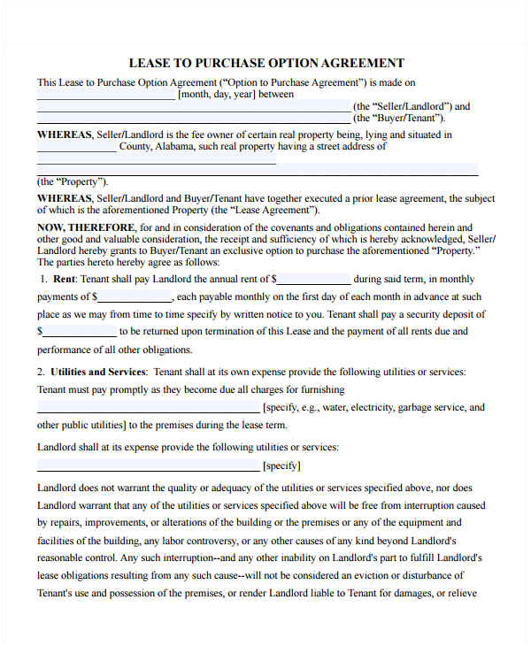 rent to own contract template