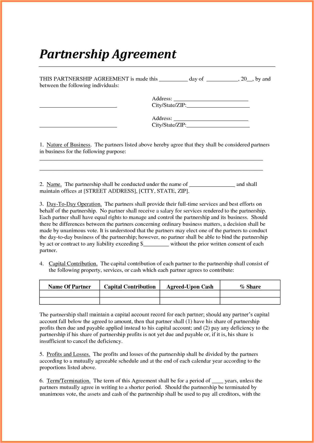 7 agreement letter template between two parties
