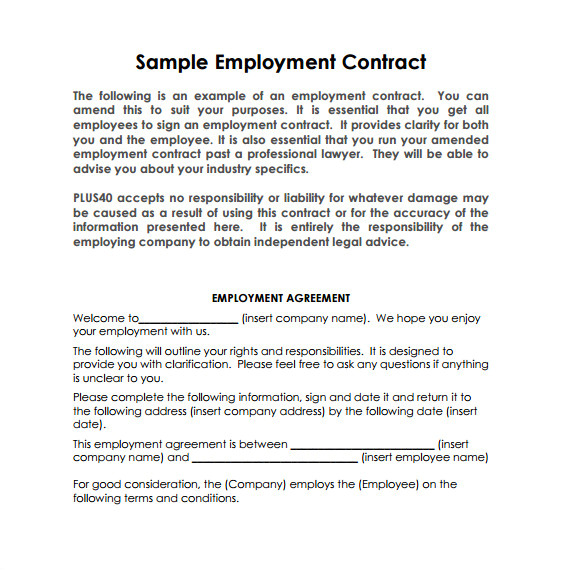 job contract template